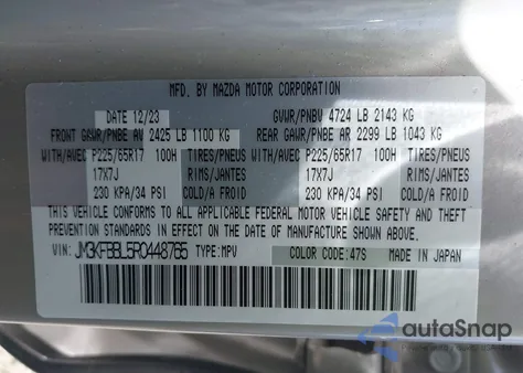 2024 Mazda Cx-5 2.5 S Select from USA, damaged, VIN JM3KFBBL5R0448765